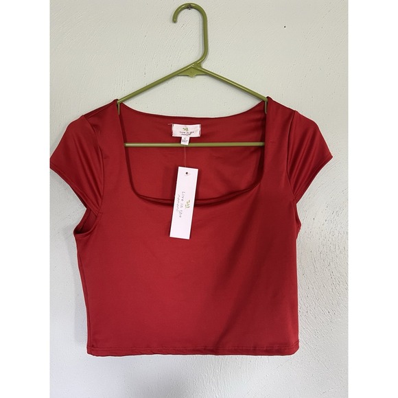 live in the moment Tops - Live In The‎ Moment Women's Crop Top Square Neck Lined Front Pink Sz L Y2K